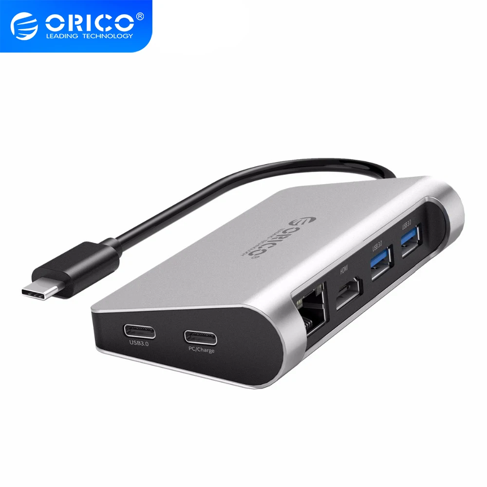 ORICO usb хаб из алюминиевого сплава Type C концентратор USB к HDMI совместимый/Type C/USB3.0 / RJ45