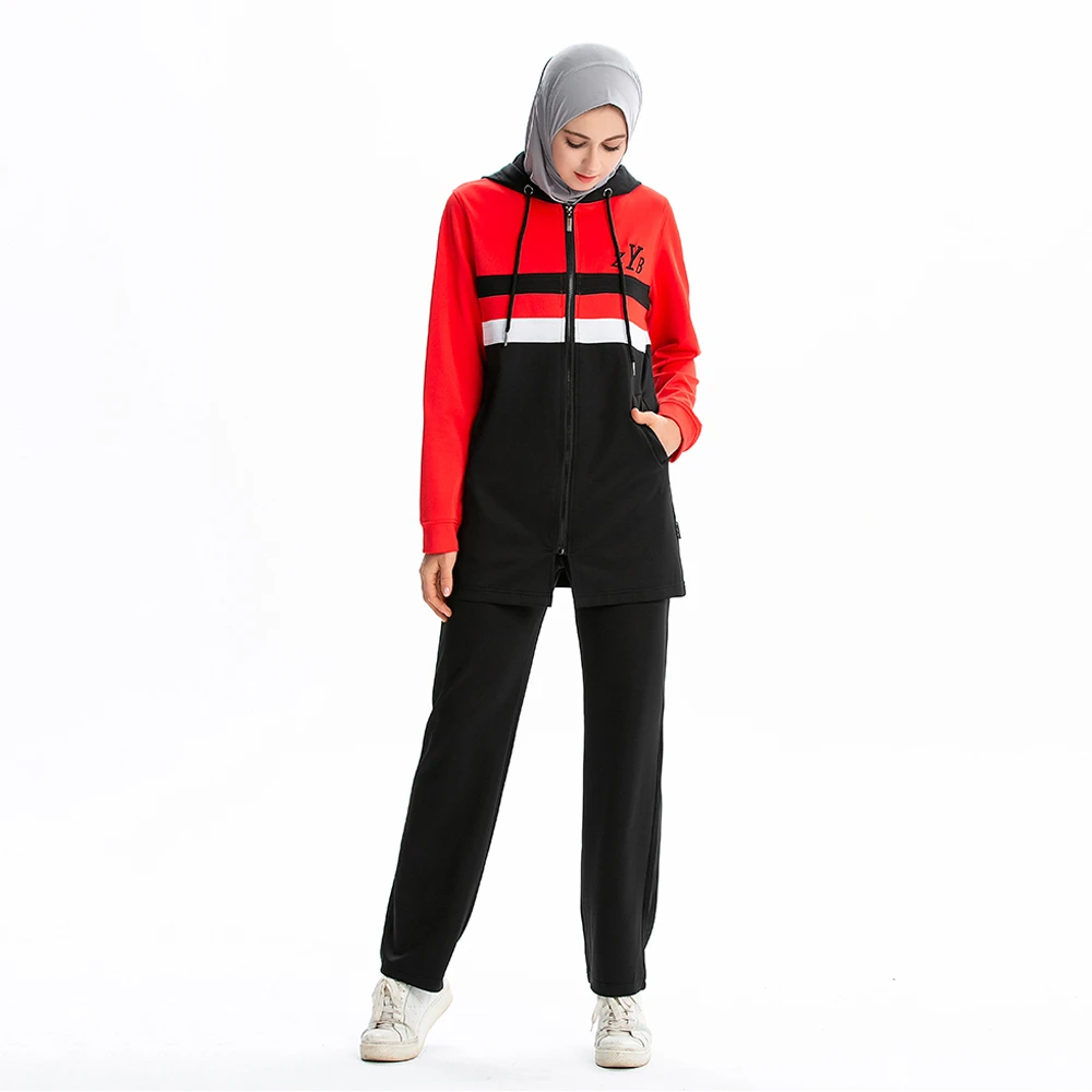 Muslim Women's Tracksuits Hijab Women Islamic Long Sleeve Casual Hoodie Top Pants Jumpsuit Modest Jogging Homme Sport Wear Femme