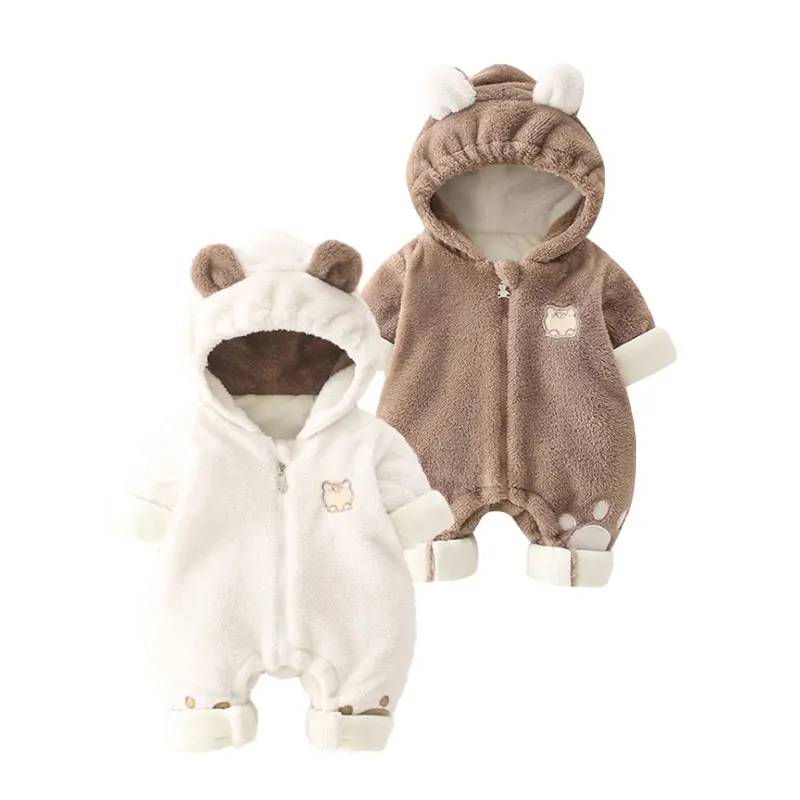 

Thick Warm Winter Infant Baby Snowsuit Cartoon Newborn Girls Jumpsuit Toddler Snow Suit Boys Rompers Plus Velvet
