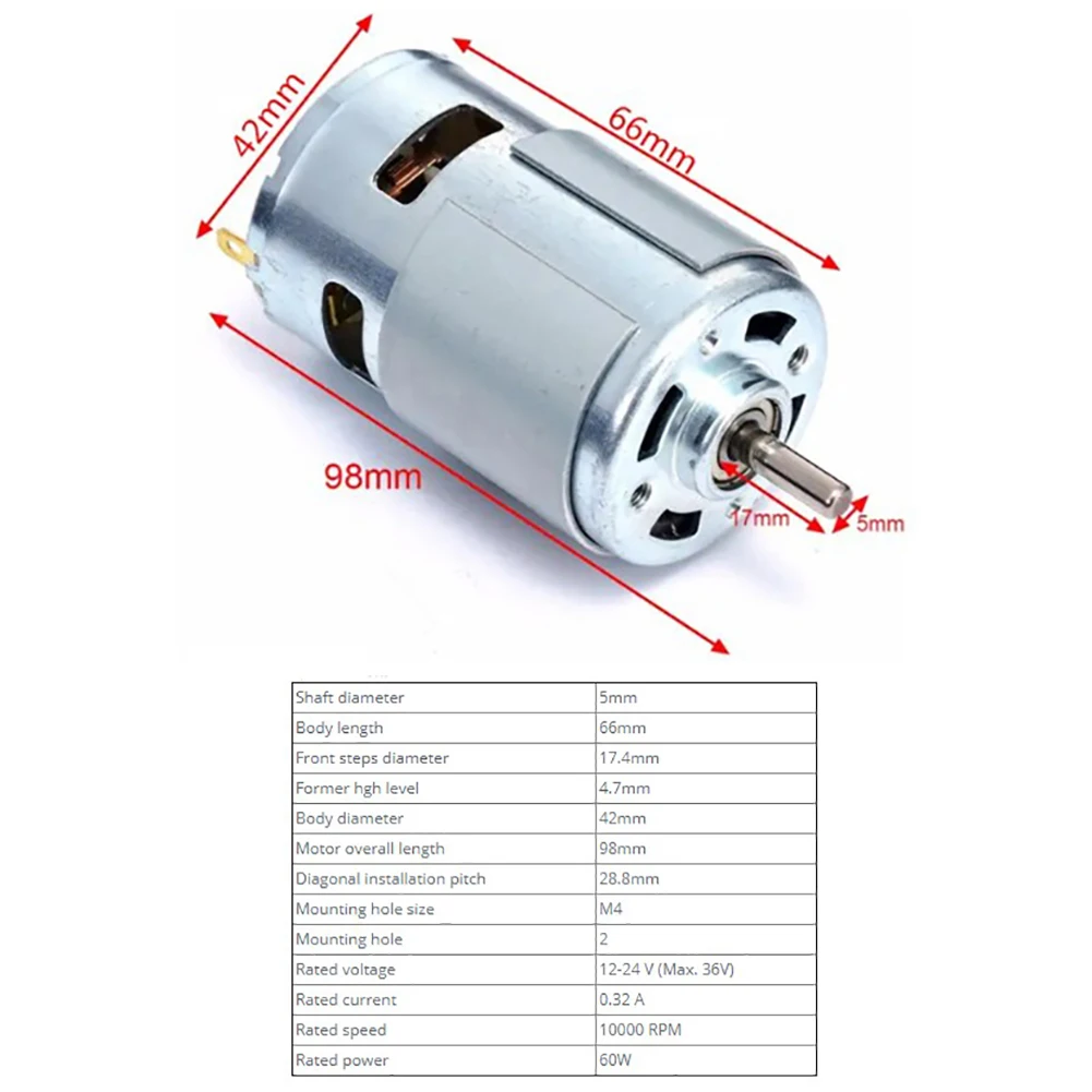 DC12V-24V 10000 об/мин 60 Вт 775 мини микро-металлическая передача двигателя с зубчатым