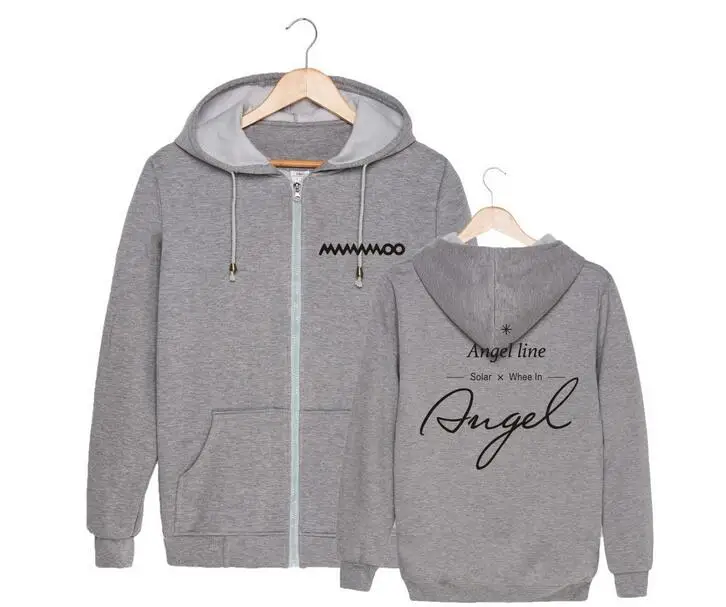 Толстовка с капюшоном на молнии с принтом Kpop mamamoo angel line ing, модная осенне-зимняя Свободная Толстовка для влюбленных