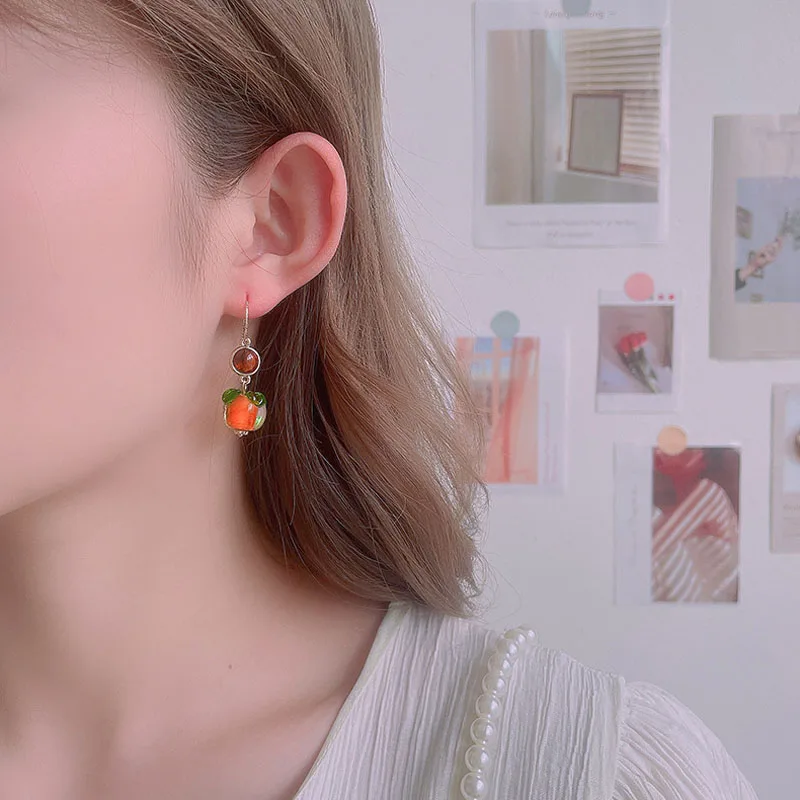 

Good Luck Orange Earrings For Women Creative Fun Cute Cartoon Girls 2021 New Trendy Pendant Earrings Jewelry Gift Bijoux Femme