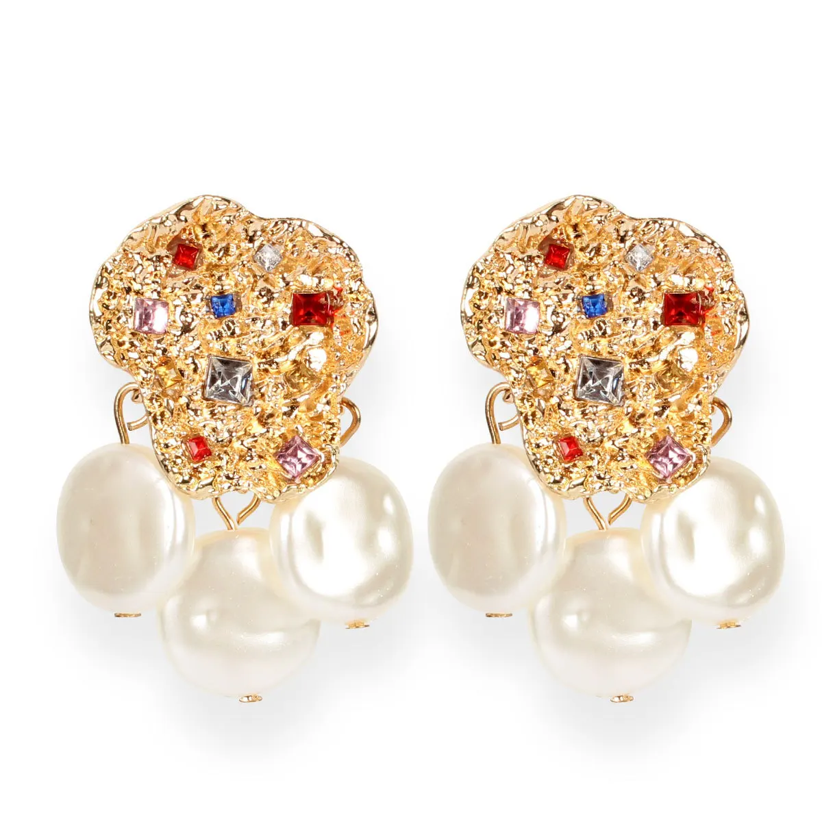 

Embossed metal character of irregular alloy jewelry wholesale pearl earring woman
