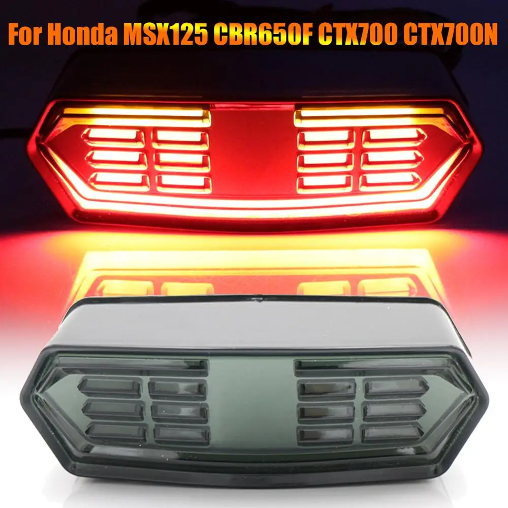 

Сигнал поворота для мотоцикла, 12 В, стоп-сигнал для Honda MSX125 CBR650F CTX700 CTX700N, водонепроницаемый светодиодный задний фонарь, аксессуары для мотоци...