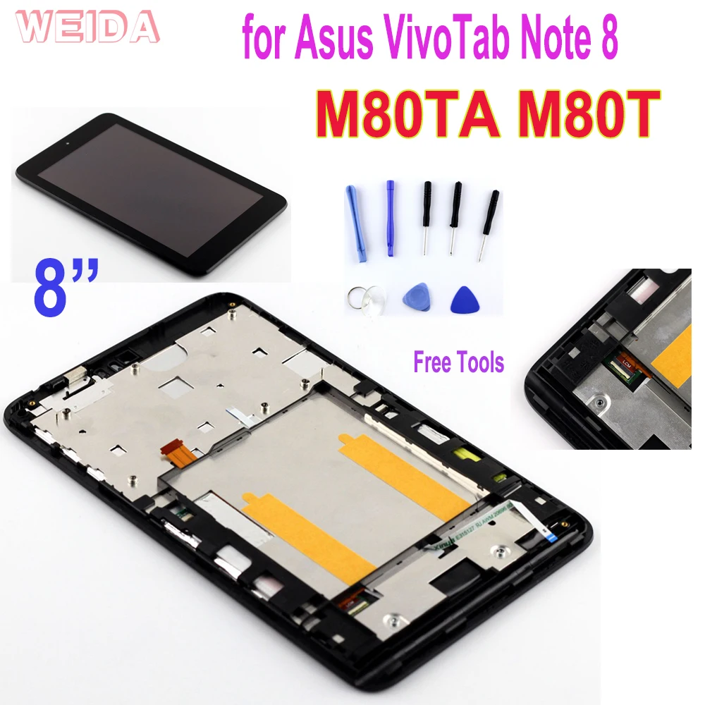 

ААА + + + 8 "ЖК-дисплей для Asus VivoTab Note 8 M80TA M80T ЖК-дисплей Дисплей кодирующий преобразователь сенсорного экрана в сборе с рамкой без битых пикселей Бесплатные инструменты