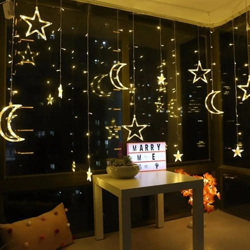 

Moon Star LED Lamp String Fairy String Light Moon Star Lamp String 8 Modes Festival Party Decoration Wedding Neon Lantern