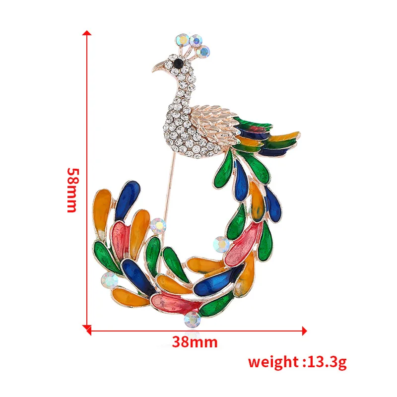 

New Women's Gold Peacock Crystal Brooch Girl Clothes Animal Pin Accessories To Send The Best Sisters Wedding Party Jewelry Gift