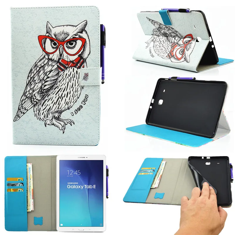 Чехол для Samsung Galaxy Tab E 9 6 модель T561 роскошные милые очки с рисунком совы дерева