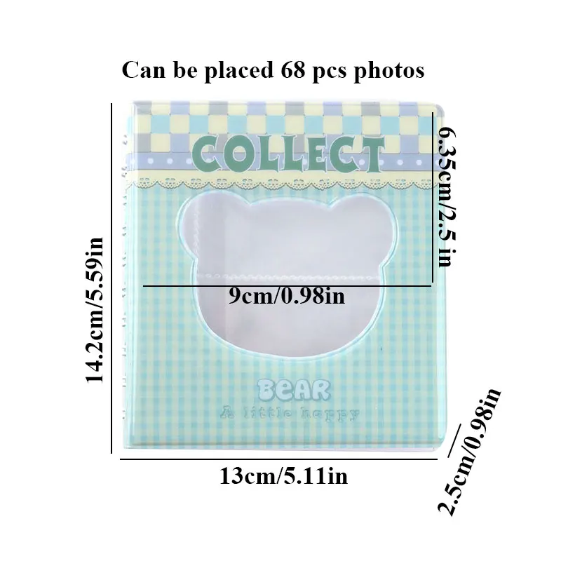 

PVC Insert Photo Album PP Cute Small Fresh Photo Album Cartoons Bear Hollow Photo Album Mini 3 Inch Card Bag Fashion Supplies