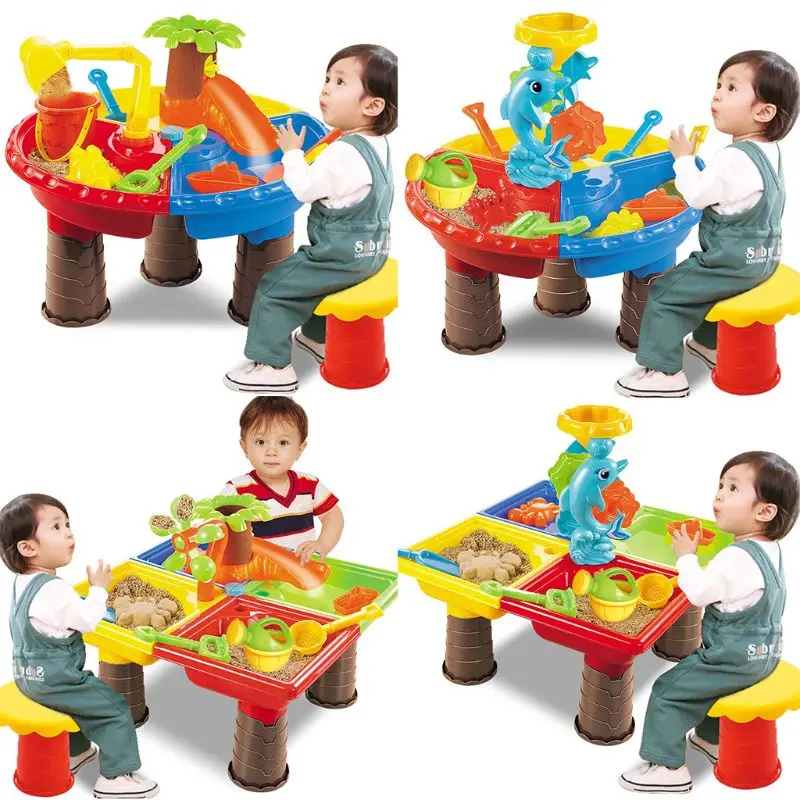 

Kids Sand and Water Play Table Garden Sandpit Play Set Outdoor Seaside Beach Toy for Children