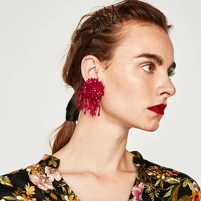 Серьги-подвески JOUVAL в стиле бохо женские крупные этнические сережки-капельки с