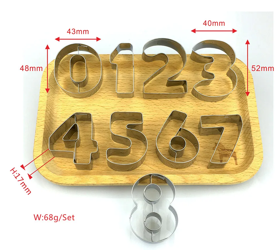 9PCS/Set 0-8 Arabic Numerals Cookie Cutters Molds Puzzle Numbers Cute Candy Stainless Steel Biscuit Mold DIY Baking Tools | Дом и сад