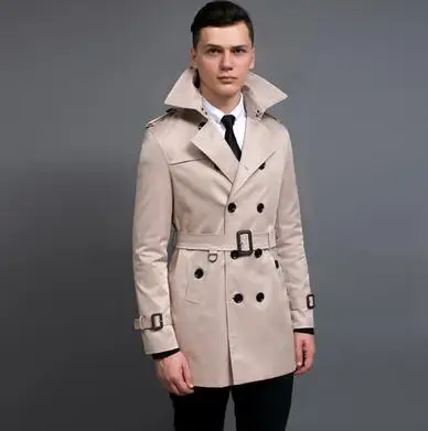 

Spring autumn lapel double-breasted trench coats man black long coat men clothes slim fit overcoat long sleeve 2020 new designer