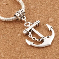 imports nautical anchor paracord 24x38mm 60pcs zinc alloy big hole beads fit european charm bracelets b003