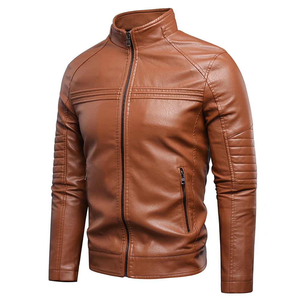 Men 2022 Spring Brand New Causal Vintage Warm Fleece Leather Jacket Coat Men Autumn Outfit Motor Biker PU Leather Jacket Men 4XL