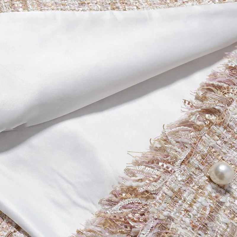 Твидовый жакет без рукавов с блестками яркого цвета Ткань Повседневный