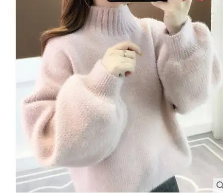 

2020 Women in spring and autumn winter with New style fashion Long sleeve High collar Set head Sweater coat