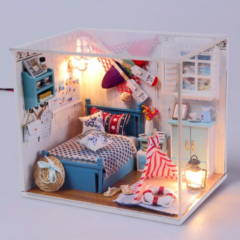 

YARD DIY Dollhouse Kit Miniature Building Kits Bedroom Rumbox DIY Mini Doll House with Furniture Tiny House Construction Set