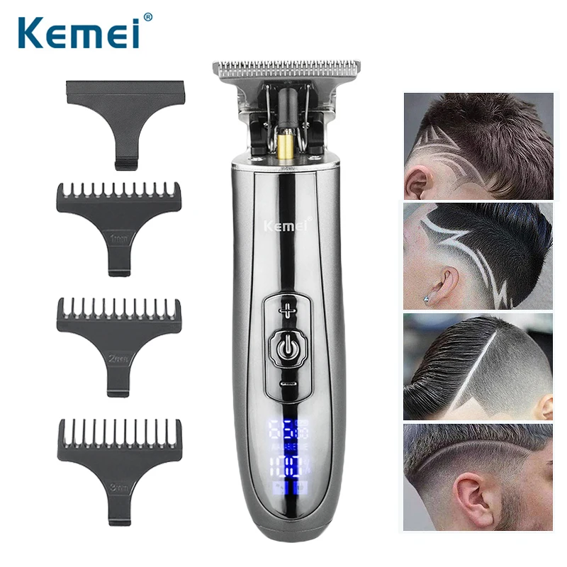 

Kemei Electric Hair Trimmer 10w Powerful LCD Clipper 0mm Baldheaded Hair Clippers Barbershop Rechargable Adjustable Speed