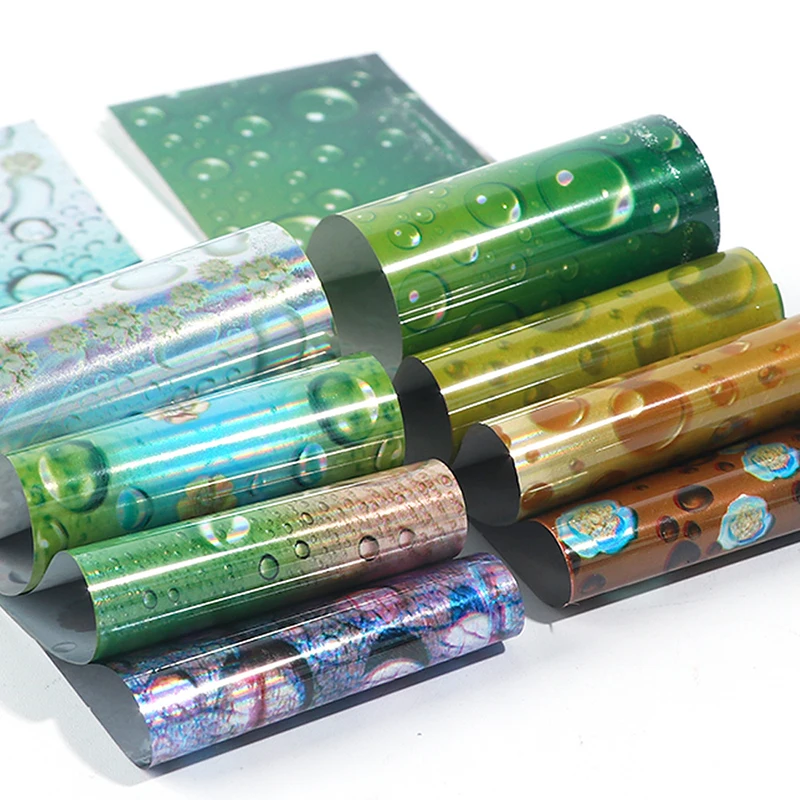 Смешанная фотофольга в форме капли для ногтей голографический синий зеленый