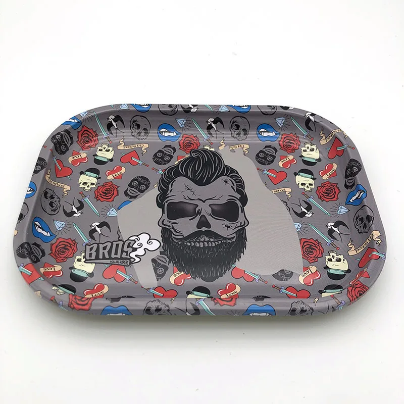 

High-end Metal Tobacco Rolling Tray Cool Men's Pattern 18*14CM Cigarette Smoke Herb Tinplate Plate Smoking Weed Accessorie
