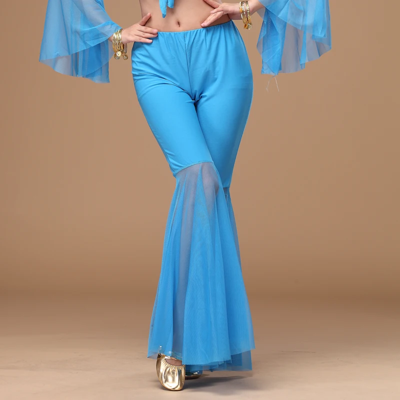 

9 colors Wholesale women belly dance Practice trousers sexy mesh belly dance pants girls horn trousers
