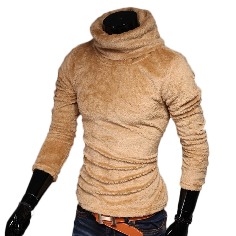 Осенне-зимний мужской бархатный флисовый свитер пуловер Мужская водолазка