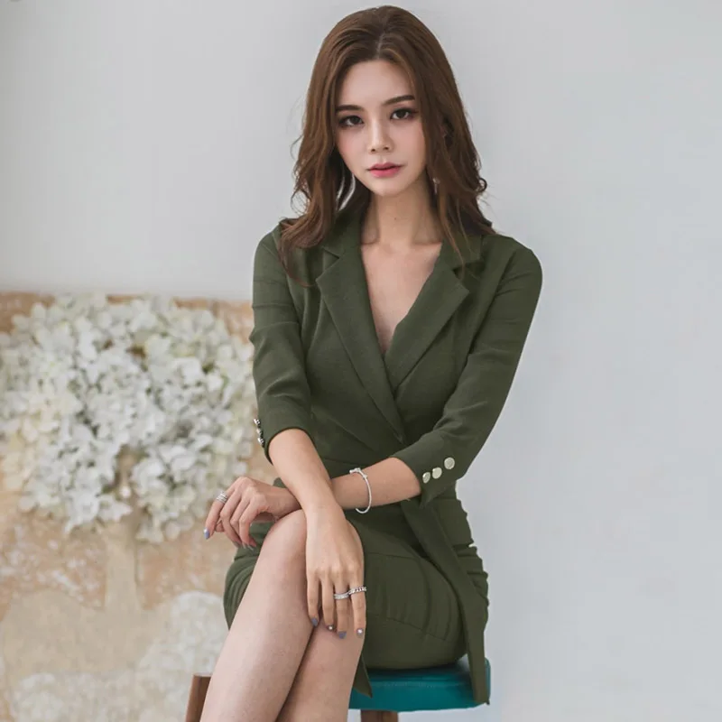 

ArmyGreen Women Dresses Sheath Long sleeve Lady Casual underwear DZA068