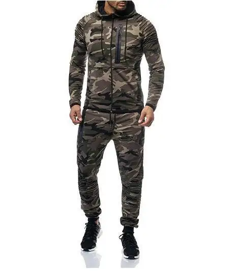 Army green sets Спортивный Камуфляжный спортивный костюм, мужской комплект, толстовка, камуфляжный принт, спортивный костюм для мужчин, большие размеры, Мужская одежда, мягкое пальто на осень и зиму - Цвет: Army green sets