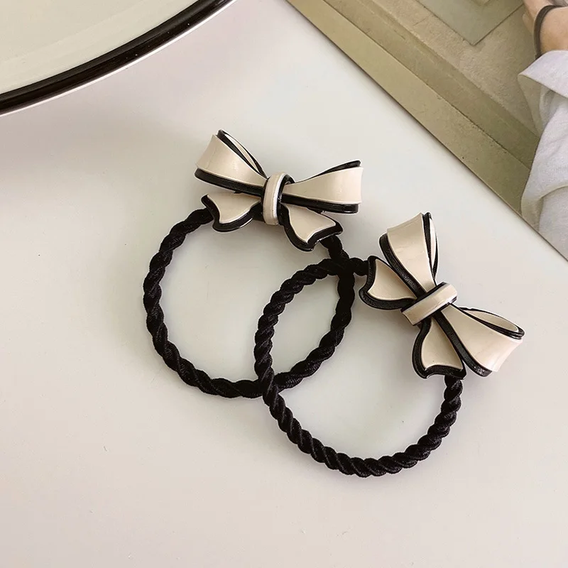 

2PCS Cute Bow Hair Ring High Elastic Hair Rope Band Accessories for Women Girl New Distinctive Temperamental Lovely Rubber Band
