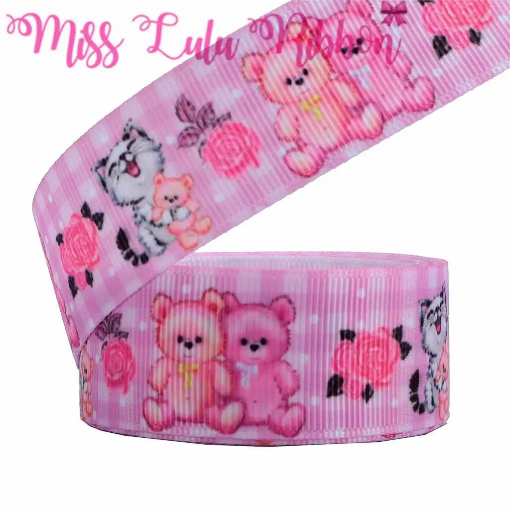 16 мм 75 мультфильм серии медведь Геометрическая проверка печатных Grosgrain/Foe ленты