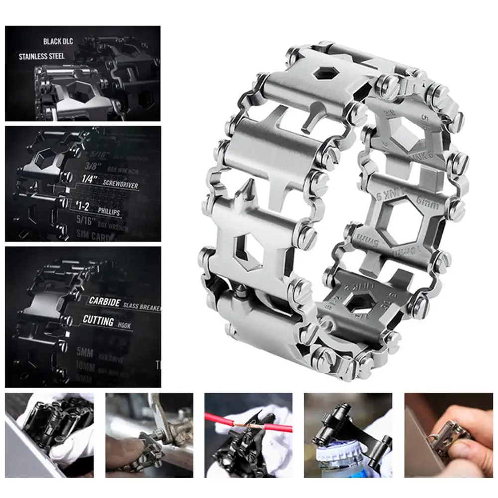 

Creative 29in1 17-4PH Stainless Steel Multifunction Bracelet Wristband Screwdriver Bottle Opener Outdoor Survival Emergency Tool