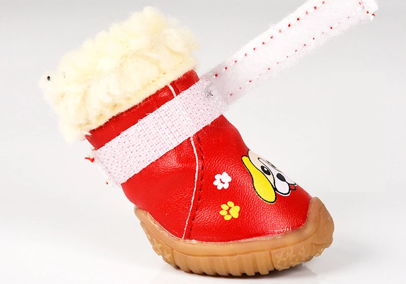 Обувь для собак с принтом лап Осень зима оптовая продажа теплые ботинки из хлопка