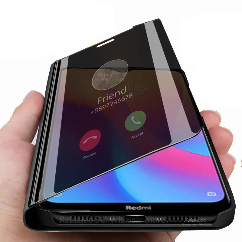 Зеркальный чехол для телефона xiaomi redmi 8a умный откидной Чехол книжка с подставкой 8