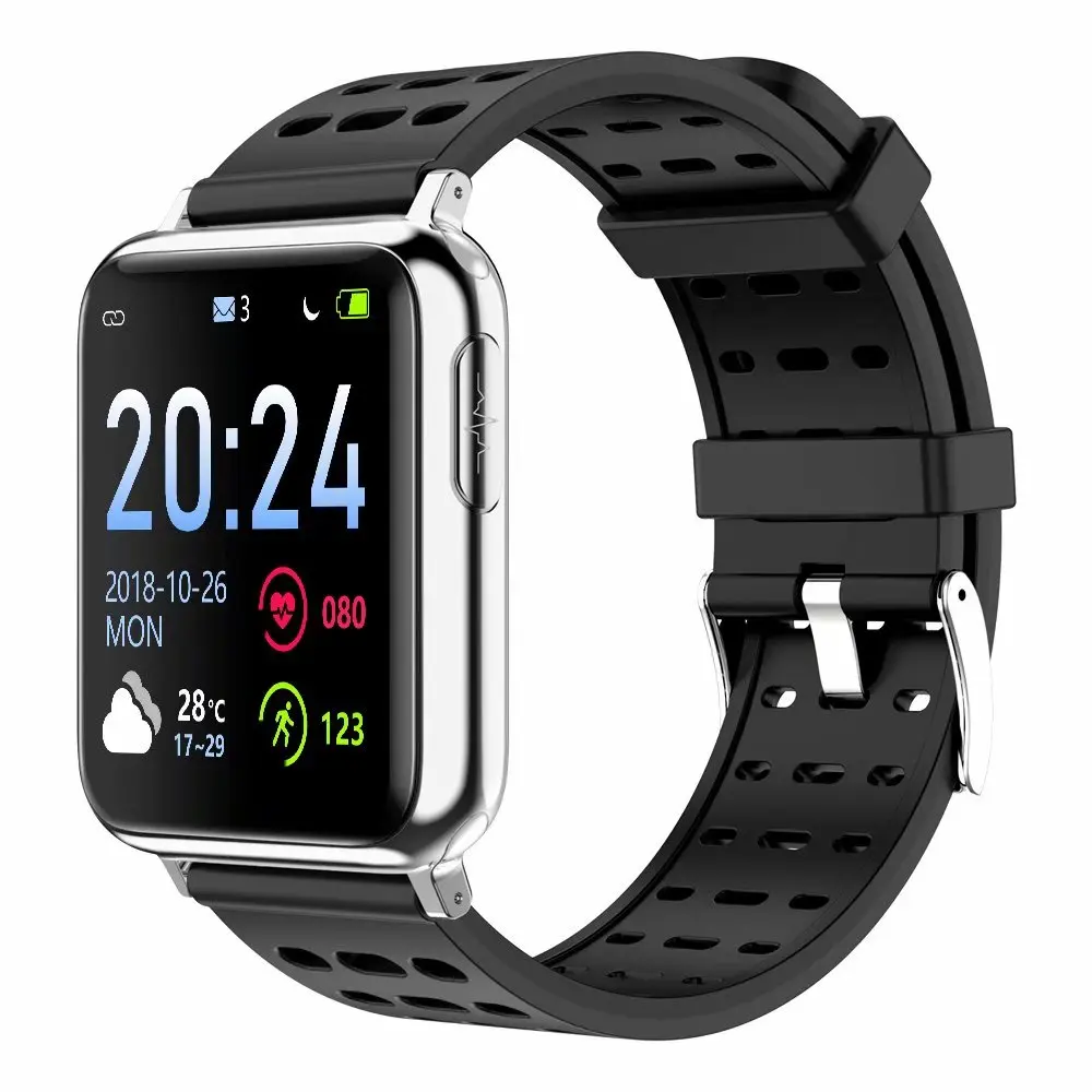 Silver Black Silica ECG PPG SPO2 Smart Band Watch Men Blood Pressure Oxygen Heart Rate Monitor Smartwatch Women Waterproof for Android IOS Xiaomi - Цвет: Silver Black Silica