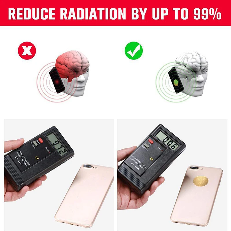 24K Golden Anti-Radiation Protector Round EMF Protecor Cell Phone Sticker EMR Blocker Radiation Reduction By 96.43 Percent | Мобильные
