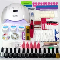 manicure set choose 1210 colors gel polish base top coat nail kit 24w54w uv led lamp electric manicure handle nail art set
