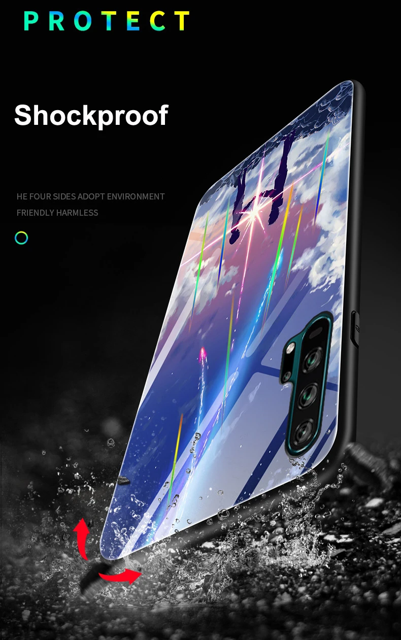 Для huawei P30 Pro P20 Lite Nova 5i 4e 3 3i Коврики 20 20X Honor 20 V20 9X чехол лазерный световой закаленное Стекло светящийся чехол с ночным мотивом