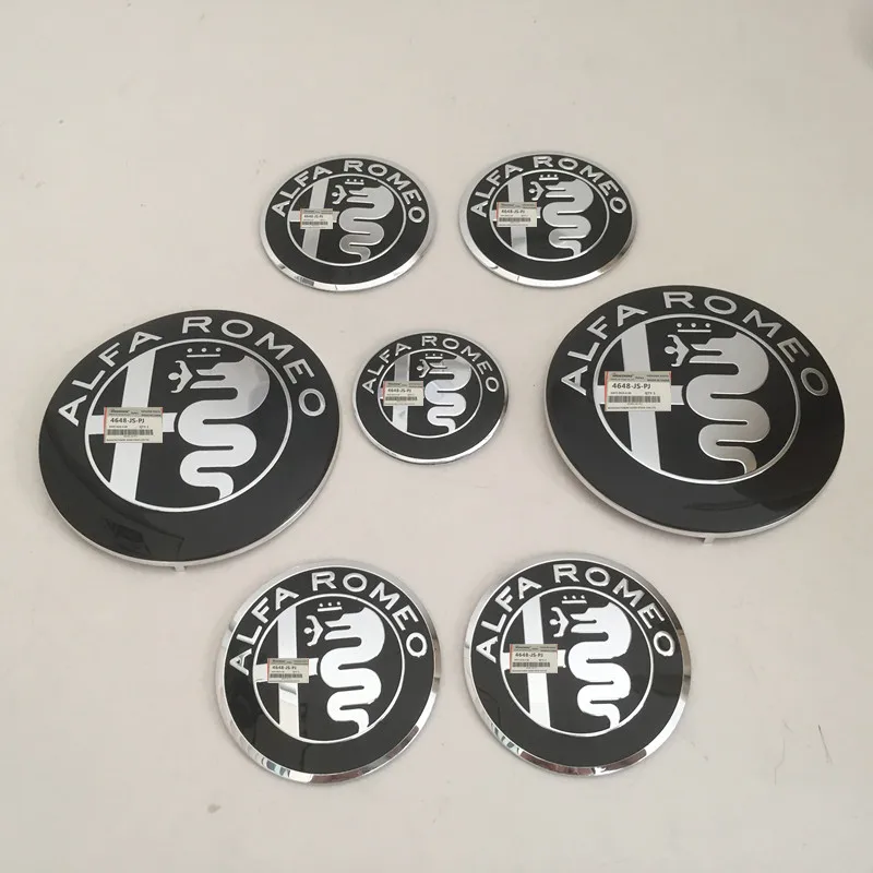 Черная Автомобильная эмблема ALFA ROMEO 7 шт. колпачки на колпачок колеса значок