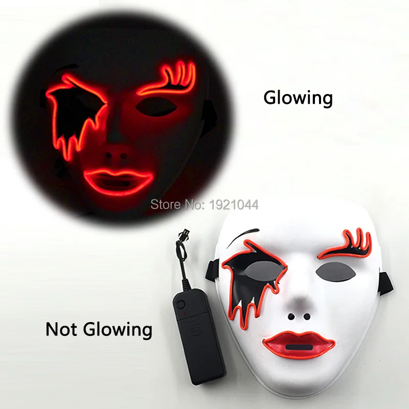 Хэллоуин Декоративный маски светодиодный светильник маска EL провода светящаяся