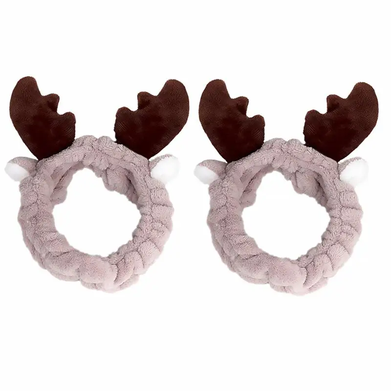 2 шт. Рождественский рога в форме макияжа головная повязка фланелевые обручи для