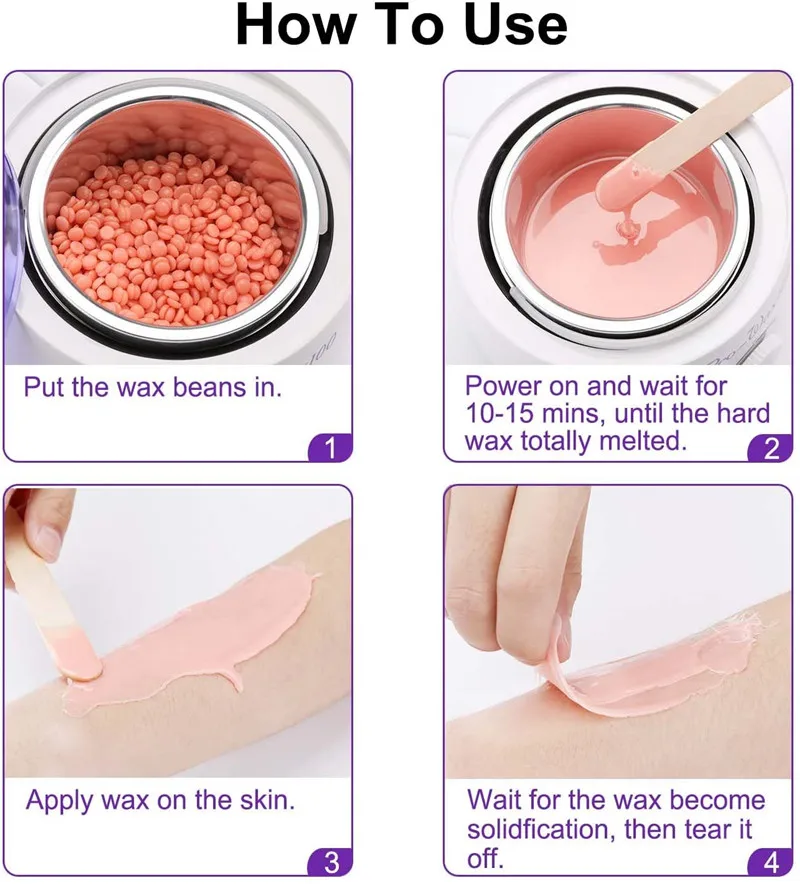 

Electric Hair Removal Waxing Kit Wax-melt Machine Heater Pot Hot Wax Heater Accessories Wax Beans 10pcs Wood Stickers