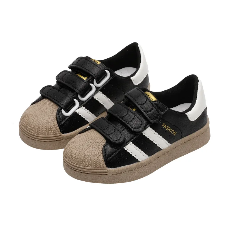 

Fashion Shell Toe Children Shoes Boys Small Baby Striped Sneakers Girls 2021 Spring Autumn Casual White Kids Sport Shoes