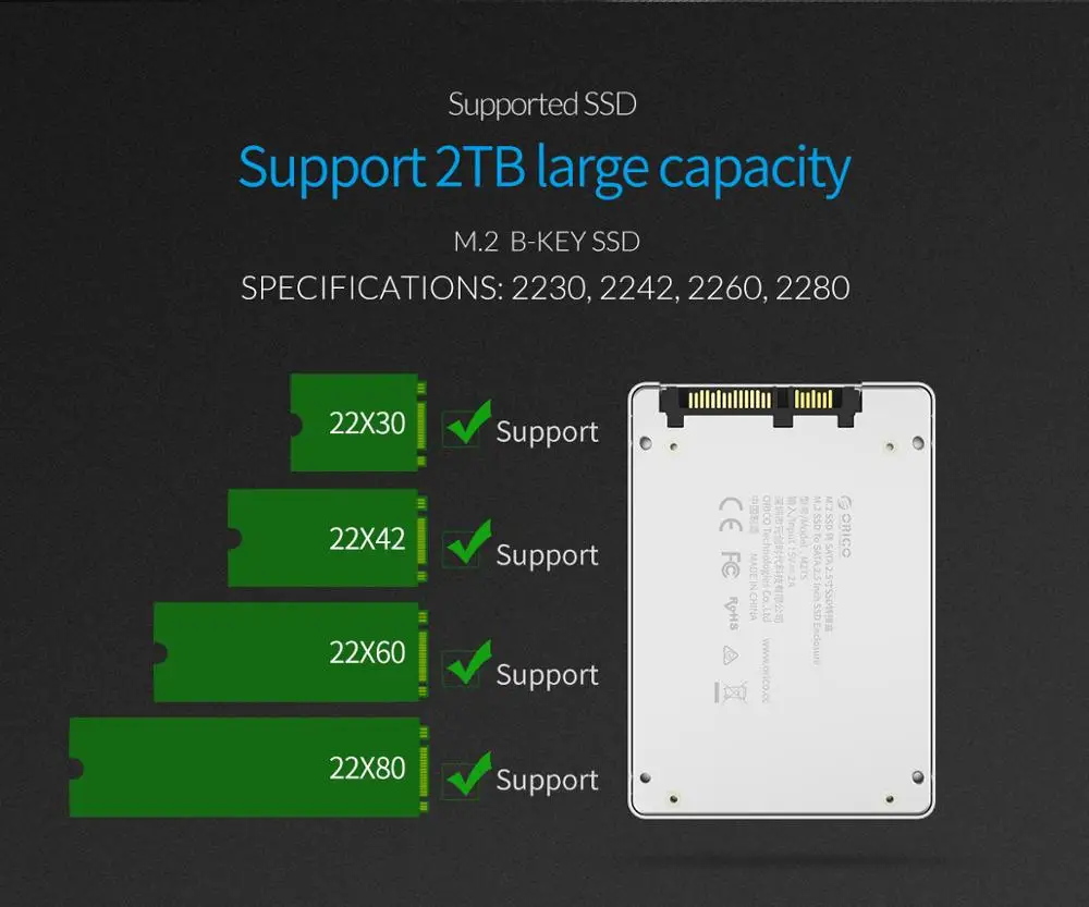 Конвертер ORICO M.2 NGFF на SATA B Key для SATA3.0 до 6 Гбит/с сделай сам с полными аксессуарами