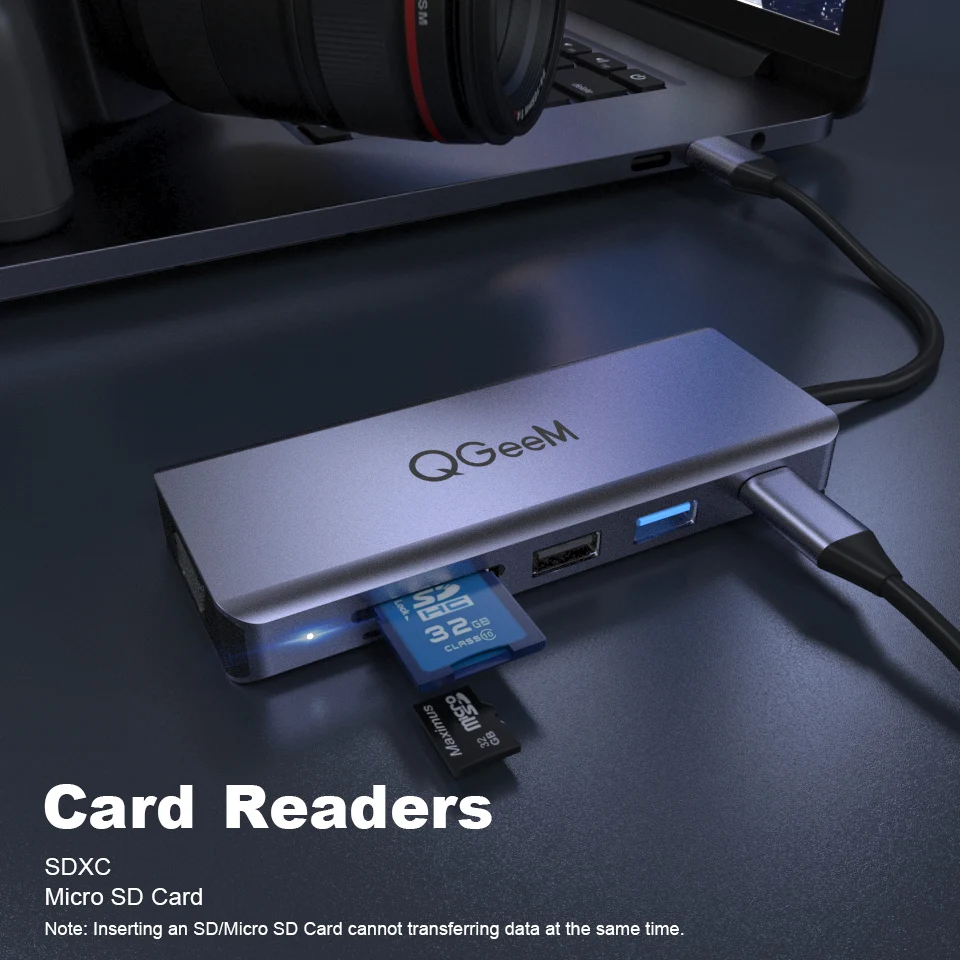 QGeeM USB C-концентратор для Macbook Pro Air Xiaomi Samsung Dual HDMI VGA SD Micro Card Readers Зарядное устройство