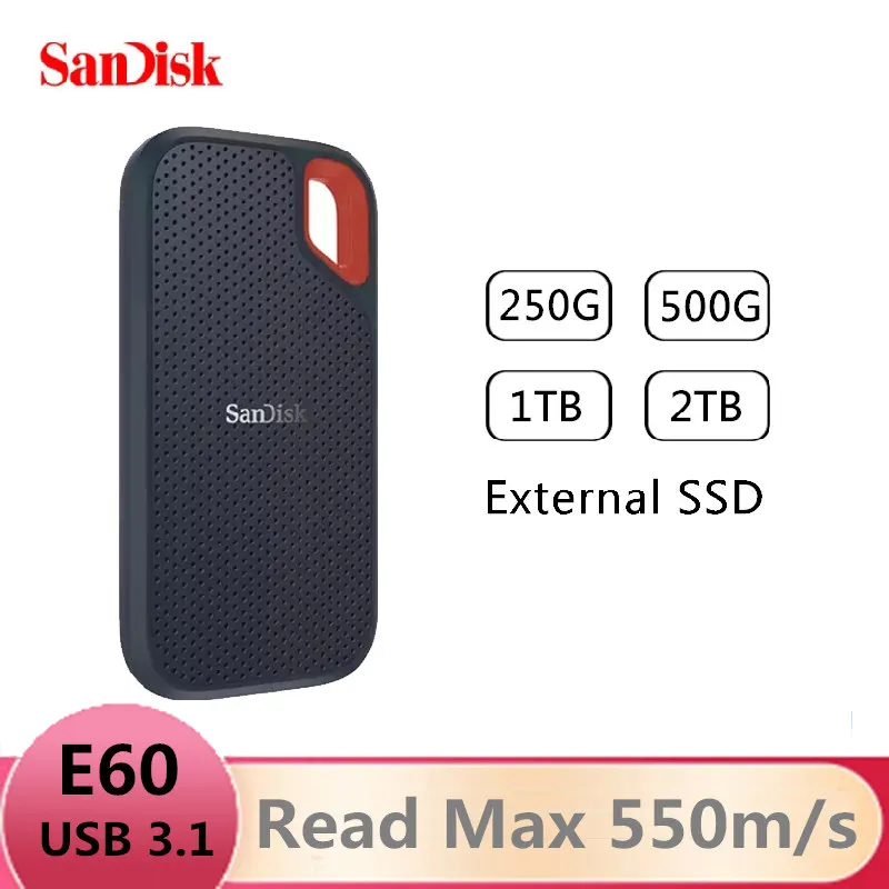 

Оригинальный Мобильный Внешний твердотельный Диск SanDisk USB 3,1 E60 2 ТБ, 1 ТБ, 500 Гб, 500M/S Type-C, внешний жесткий диск SSD