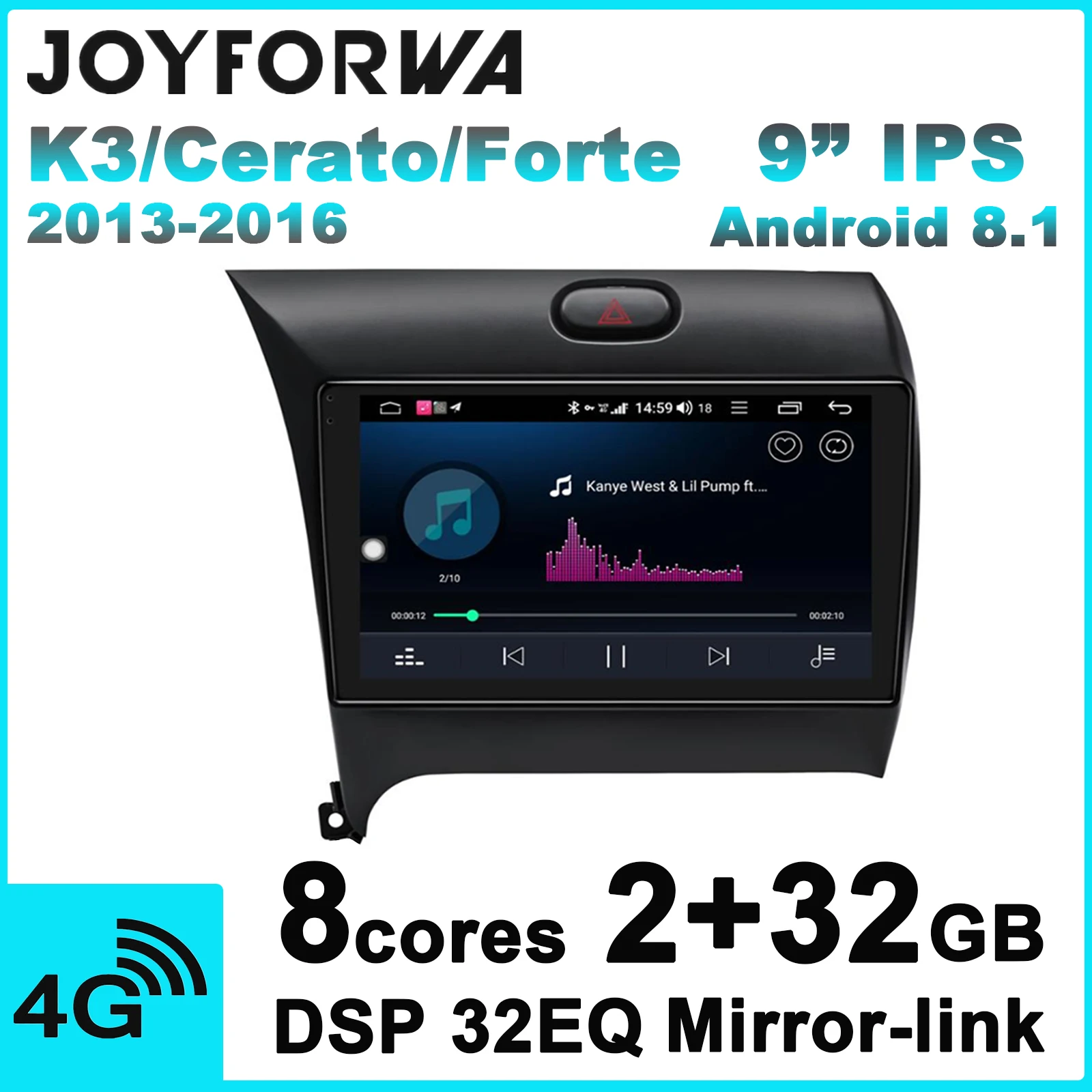 DSP SPDIF 9 &quotAndroid 8 1 Автомобильный мультимедийный радиоприемник для Kia Cerato/K3/Forte 2013 2016