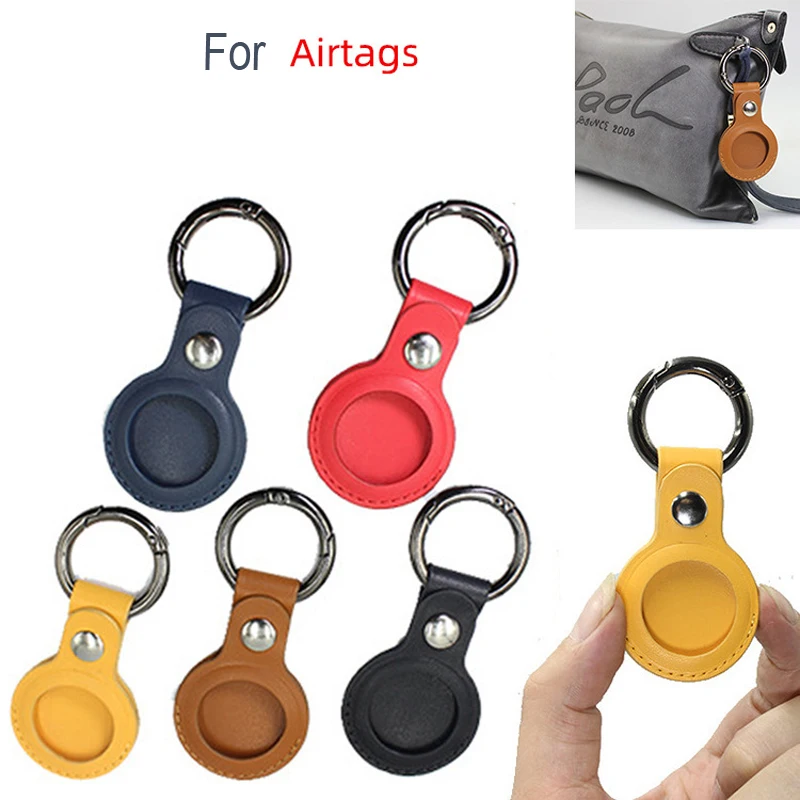 

Wholesale Leather Case For Apple Airtags Protective Cover For Apple Locator Tracker Anti-lost Device Keychain Protect Sleeve