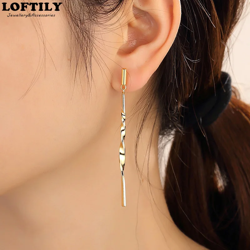 Женские серьги скрученный стержень длинной цепи золотые Цвет Мода Висячие