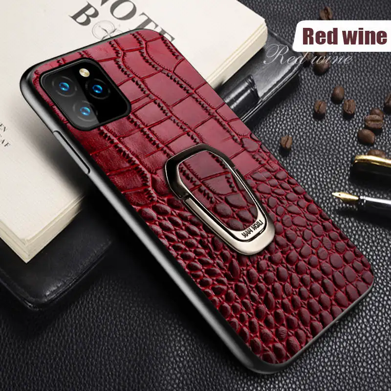 Красный Чехол для телефона из натуральной кожи для iPhone 11 11 Pro 11 Pro Max X XS max XR 7 8 plus 6 6s 7 plus SE Магнитная подставка Роскошный чехол - Цвет: Красный